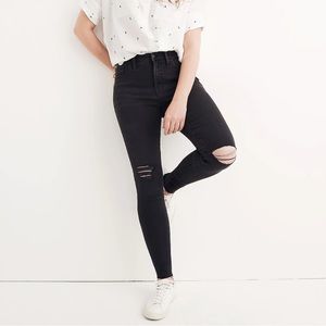 Madewell Mid-rise Women’s Skinny Jeans Dark Grey Ripped Knees 26
